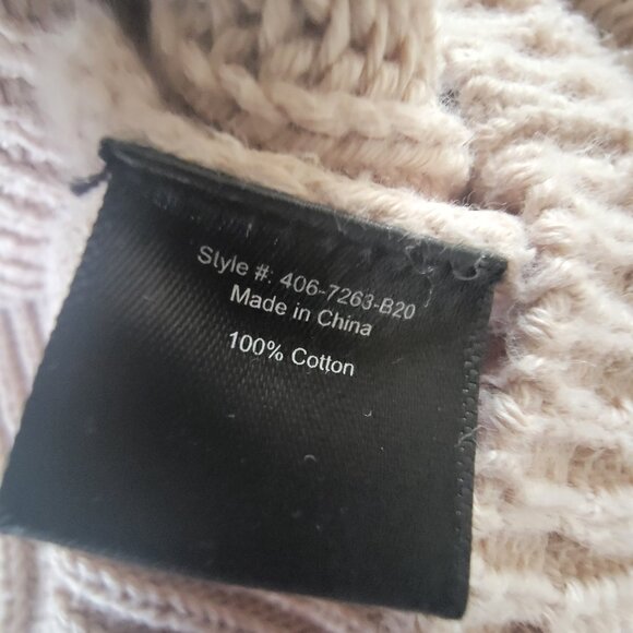 JENNI KAYNE Cotton Fisherman Sweater Oatmeal XS - Picture 12 of 15